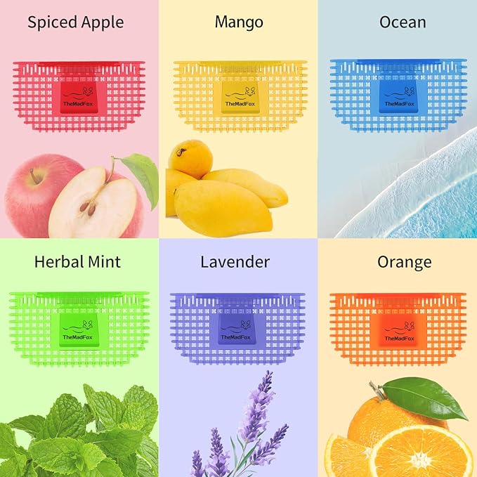 6 Pack Toilet Bowl Freshener Clip, Eco Bowl Clip Air Freshener for Bathroom, Odor Eliminator with Natural Fragrance Oils, Long Lasting Up to 30 Days, Discreet Secure Clip for Toilet Rim
