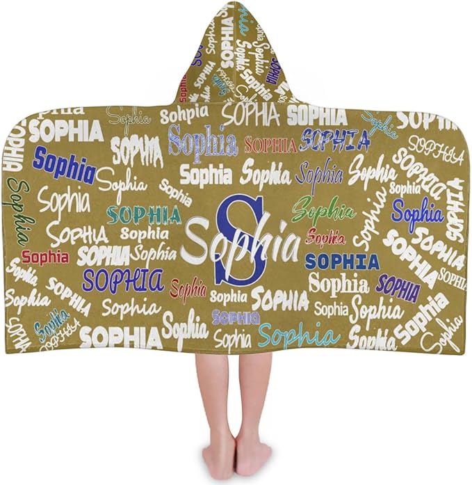Personalized Hooded Towel Kids Beach Towels Name, Custom Toddlers Cotton Wrap Towel for Shower Beach Trip Pool, Solid Olive Color