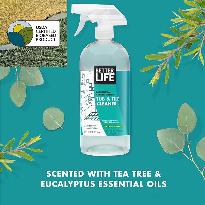 Better Life Plant-based Toilet Bowl Cleaner (24 Oz, 2 Pack) + Bathroom Cleaner (32 Oz, 2 Pack)