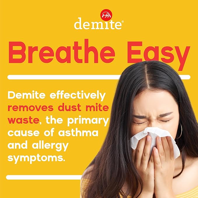 DeMite Laundry Additive - Dust Mite Waste Remover for Allergy Relief, Treatment for Bedding & Clothes, Safe for Children & Pets, Fragrance-Free Gentle Formula, Use with Any Laundry Detergent, 1 Liter