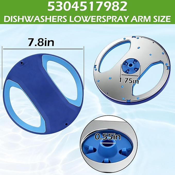 5304517982 Dishwasher Lower Spray Arm Replacement for Frigidaire High Performance Wash Arm with Durable ABS Upgraded Nozzles Compatible with AP6886145 PS12717897 FGIP2468UF1A FGID2468UD0A