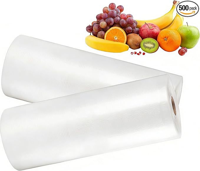 Clear Plastic Bags Roll - 2 Rolls 10x14 Food Storage bags, Leakproof Perforated Produce Bags, Vegetables, Fruits, Pet Waste, Trash Can Liners，Food Storage Bags, 500 Bags/Roll(2 Roll)