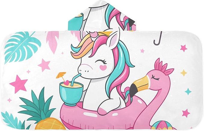 SUABO Kids' Bath Towels Flamingo Unicorn Hooded Towels for Boys Girls,Toddler Towels Multi-Purpose for Beach,Pool and Bathroom,23.5" x 50", Soft and Highly Absorbent