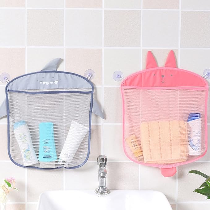 Child Bath Toy Storage Bag Net Suction Baskets Kids Bathroom Mesh Bag + 2 Suction Cups Bathtub Toy Holder