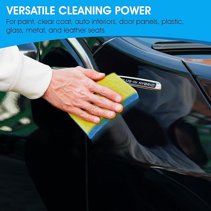 S.M. Arnold Scrub Away™ Plus Sponges, 4-Pack - 3" x 5" Non-Abrasive Dual-Sided Cleaning Tool for Car Detailing, Home & Office, Safe on Leather & Paint, Efficient Grime Removal