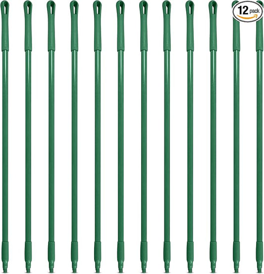 SPARTA 41225EC09 Fiberglass Broom Handle, Mop Handle, Replacement Handle With Acme Threaded Tip For Commercial Cleaning, 48 Inches, Green, (Pack of 12)