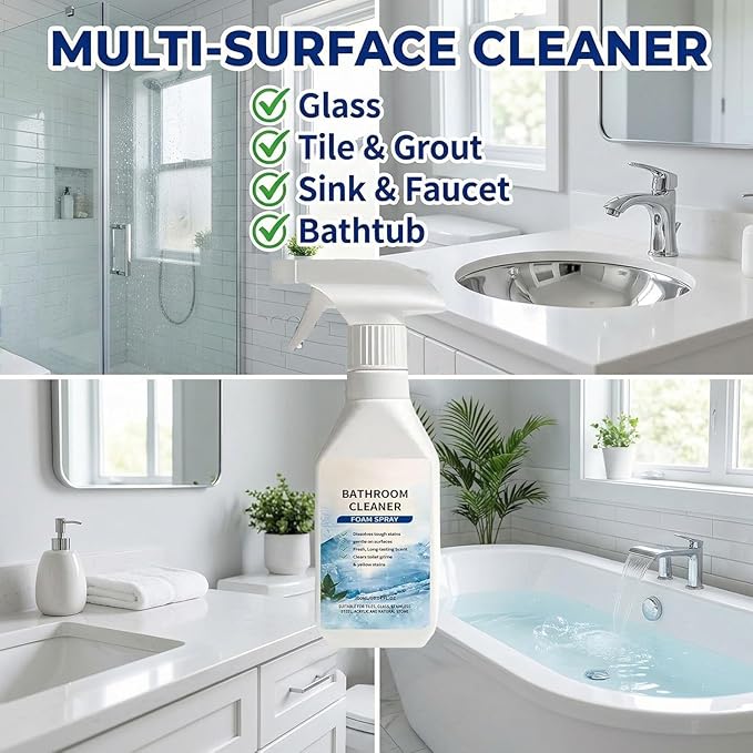 Bathroom Scale Remover Cleaner Spray Spray for Shower Glass Tile Toilet Stainless Steel Limescale Hard Water Stain Cleaner Deep Cleaning Solution