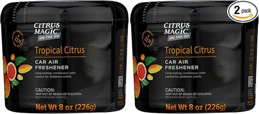 Citrus Magic On The Go Odor Absorbing Solid Air Freshener for Auto, Tropical Citrus, 8-Ounce (Pack of 2)