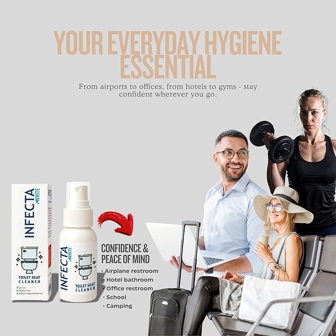 INFECTA WHITE – Toilet Spray, Travel Size Multipurpose Cleaning Spray (50 ml), All Purpose Cleaner for Toilet Seats, Bathtub, Fresh Scent, Bathroom Essentials & Mini Travel Toiletries (Pack of 3)