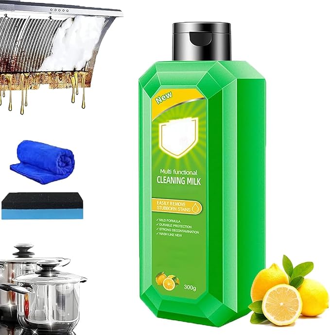 Multifunctional Concentrated Cleansing Lotion,10.6 oz Cleaning Milk House Cleaner,Powerful Effective Cleaner to Heavy Oil Stains,MultiFunctional Cleaning Milk for Household Kitchen (300ML)
