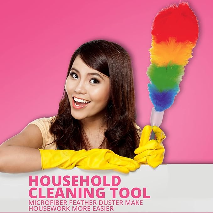 WBM Duster, Long Electrostatic Feather Clean Like a Magnet, Hand Washable and Reusable with Microfiber