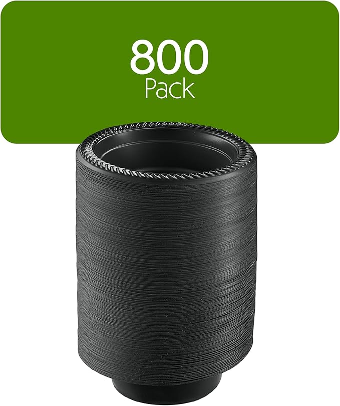 PLASTICPRO 800 PCS Black Plastic Bowls Light Weight 5 oz Small Plastic Soup Bowls Black Salad Dessert Plates Disposable for Party and Wedding