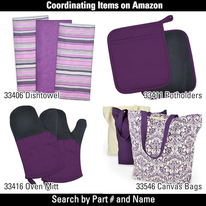 DII Cleaning Collection Microfiber Set, Dishtowel, 16x24, Eggplant, 6 Piece