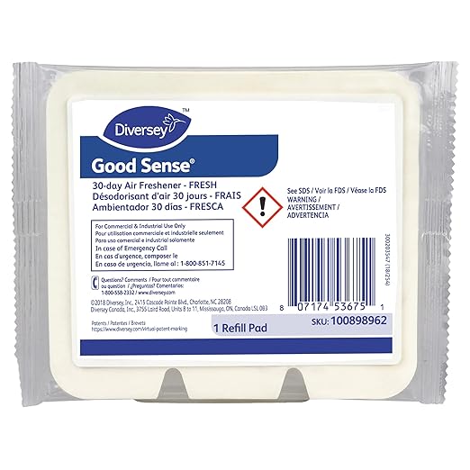 Diversey 100898962 Good Sense 30-Day Air Freshener, Fits Most Dispensers, Fresh Scent, 1 Refill Pad