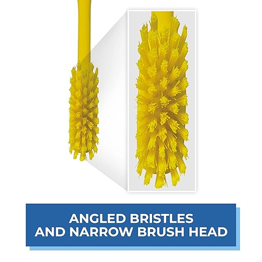 Vikan - Fine Dish Brush - Heavy-Duty, Narrow, Slip-Resistant Cleaning Brush, Polypropylene, Polyester Bristle, 11 Inch, Yellow, (42876)