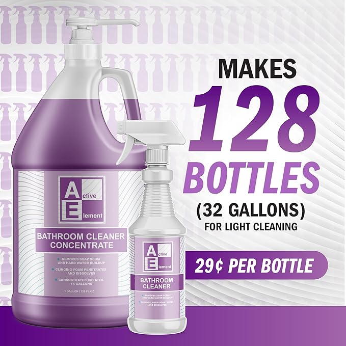 Bathroom Cleaner Concentrate- Makes 128 Gallons - Multipurpose Foaming Spray for Tub and Tile, Shower, Sink, Bathtub and Toilet