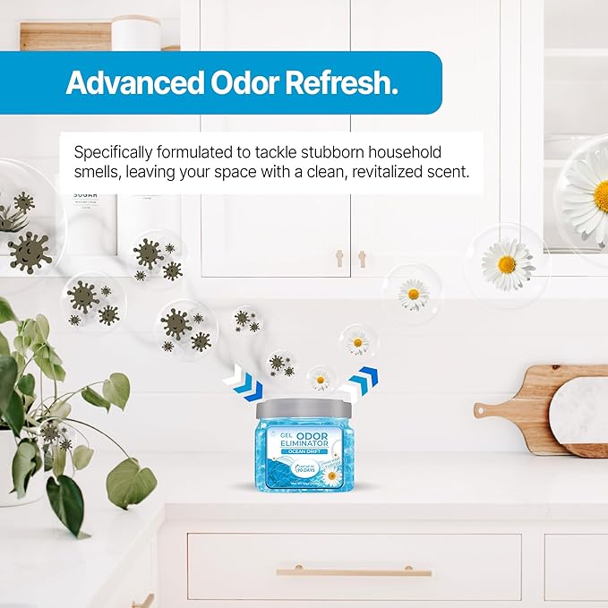 Pack of 2 Scented Gel Air Freshener | Ocean Scented Gel For Closet, Office, Car & Small Spaces | Room Deodorizer, Helps with Odor | Air Freshener Home Long Lasting | Bathroom Freshener | By Perfa