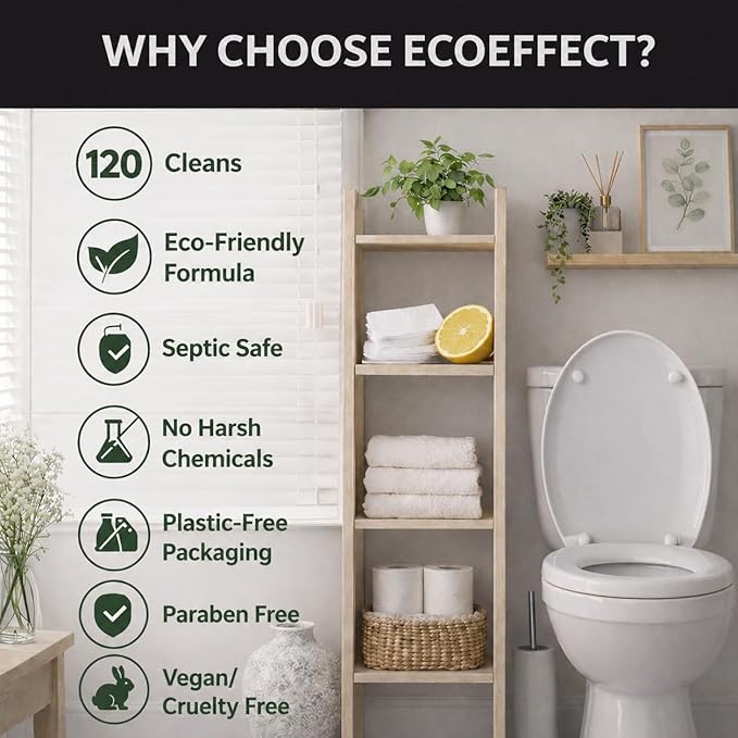 Toilet Bowl Cleaner Sheets | 120 Cleans | Natural | Quick Dissolve | Deodorizing Citrus Scent | Biodegradable | Septic Safe | Eco-Friendly | NO PLASTIC