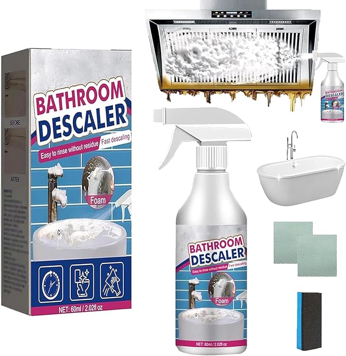 Bathroom Descaler Foam Cleaner Spray, Stubborn Stains Cleaner, All-Purpose Bathroom Descaler Foam Spray, For Bathtub, Toilet, Glass, Faucet