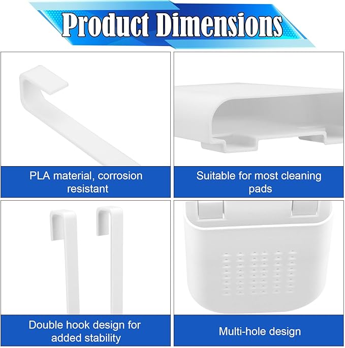 2pcs Toilet Tank Tablet Holder with Double Hooks, White Tablet Holder for Inside Tank Prevents Flapper Jams & Extends Cleaner Life for Standard Height Toilet Tanks