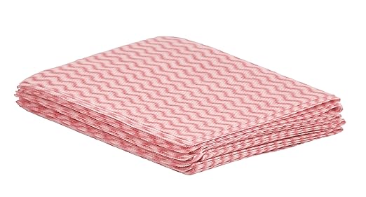 Superio Handy Wipes for Kitchen - Red Reusable Multi-Purpose Heavy-Duty Cleaning Cloth for House, Bathroom, and Office. Disposable Dish Towel (5)