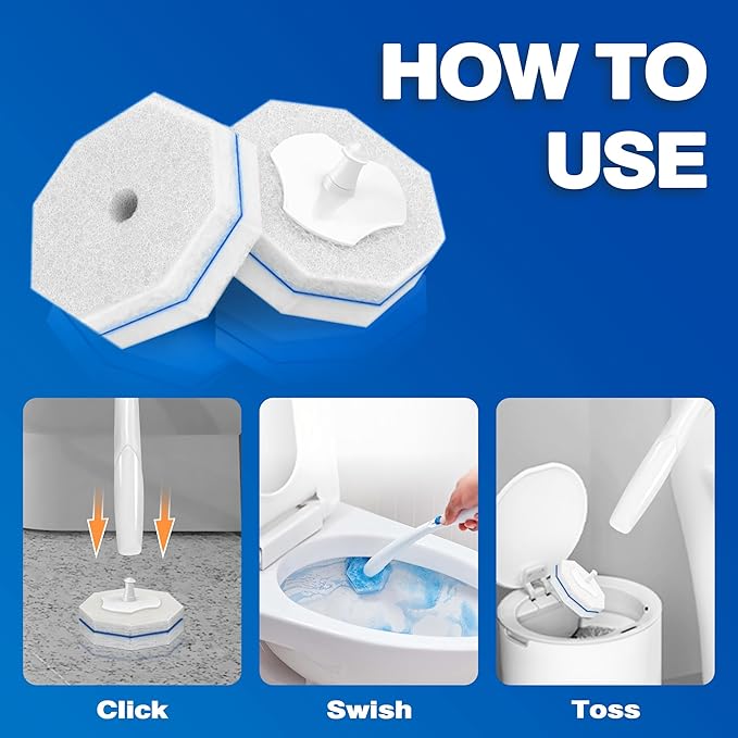50 Pcs Toilet Wand Refills, Disposable Toilet Bowl Brush Replacement Heads for Sink Bathtub