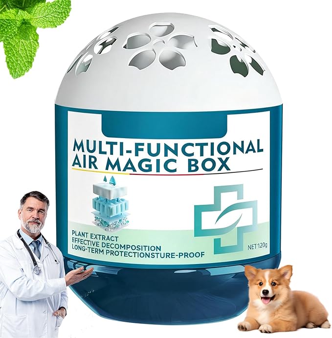 Indoor Air Purification Dust Removal Magic Box,Multi-Functional Air Magic Box,Automatic Dust Collection Air Box, Odor Eliminator Air Freshener, Office, Bedroom, Pet Areas (120g）