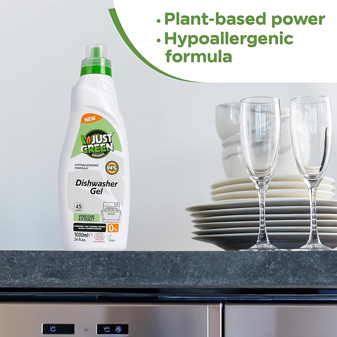 Dishwasher Detergent Gel, Plant-Based Dishwashing Liquid, Non-Toxic, Hypoallergenic, EcoCert Certified, Vegan, Streak-Free Clean, 45 Washes, 33.8 fl oz (1000 ml)