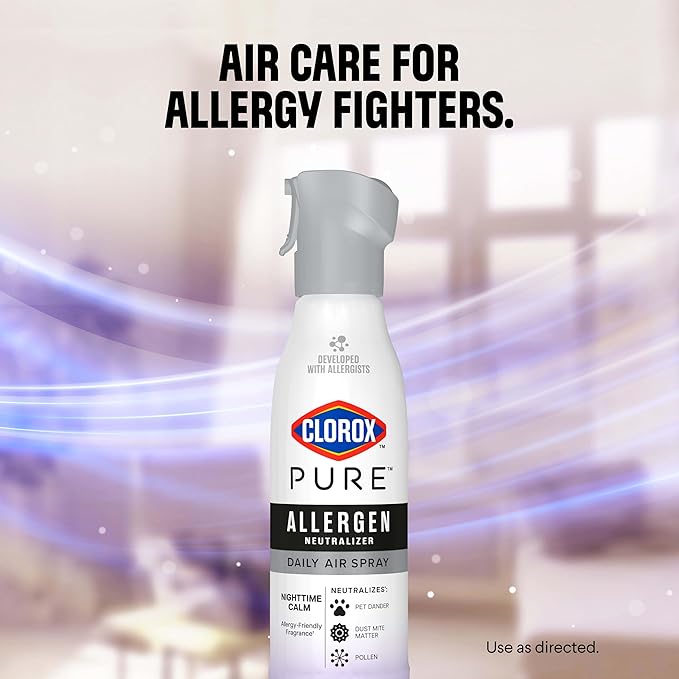 Clorox PURE Allergen Neutralizer Daily Air Spray, Nighttime Calm, 8 Ounces (Pack of 2)