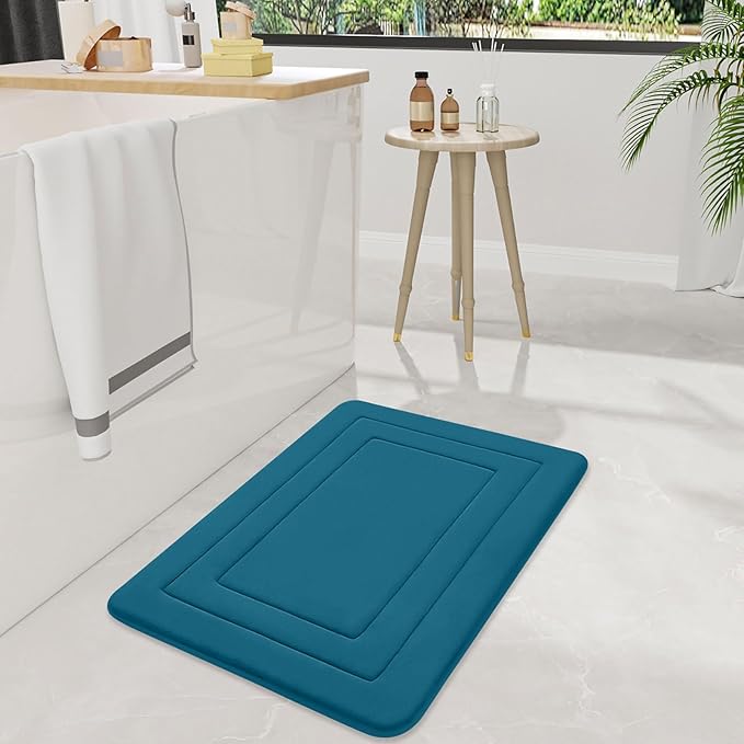 Arotive Memory Foam Bathroom Rug Mat 44x24, Ultra Soft and Absorbent Bath Mat, Machine Wash Dry, Comfortable Bath Rug Carpet for Bathroom Floor, Tub and Shower, Peacock Blue