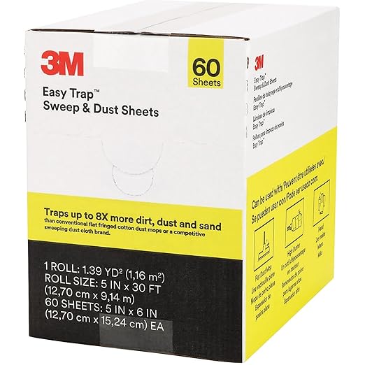 3M Easy Trap Duster Sweep and Dust Sheets, 5" x 6" Sheets, 60 Sheets/Roll