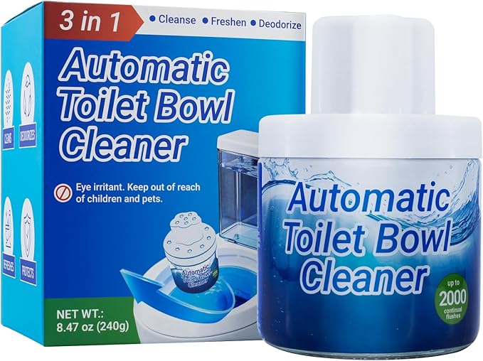 Automatic Toilet Bowl Cleaner with Unique Retrieval Rope - 2000 Flushes Long Lasting Toilet Tank Cleaner, Blue Water Stain Remover and Deodorizer, Safe for Septic Systems, 1 Pack (90 Days)