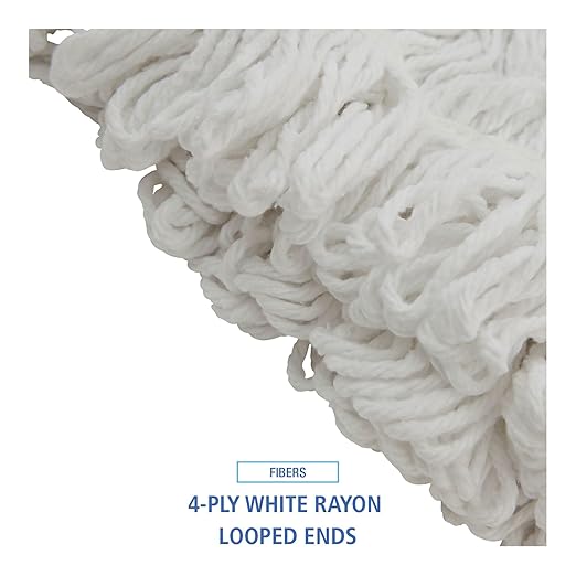 Boardwalk BWK524R Mop Head, Pro Loop Web/Tailband, Premium Saddleback Head, Rayon, 24-oz., White (Case of 12)