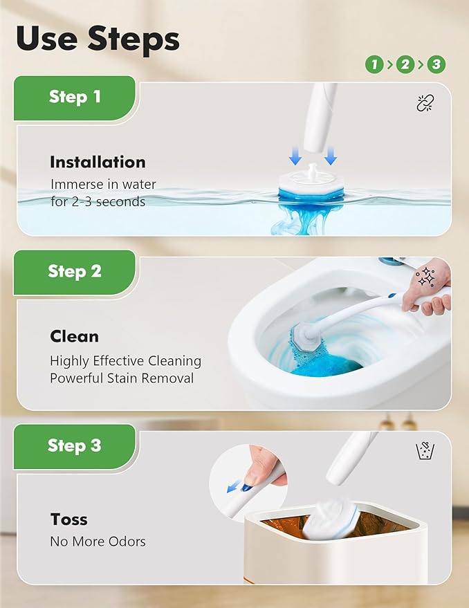 50 Count Toilet Wand Refills for Clorox, Disposable Toilet Brush Refills Compatible with Clorox Wand for Bathroom Cleaning