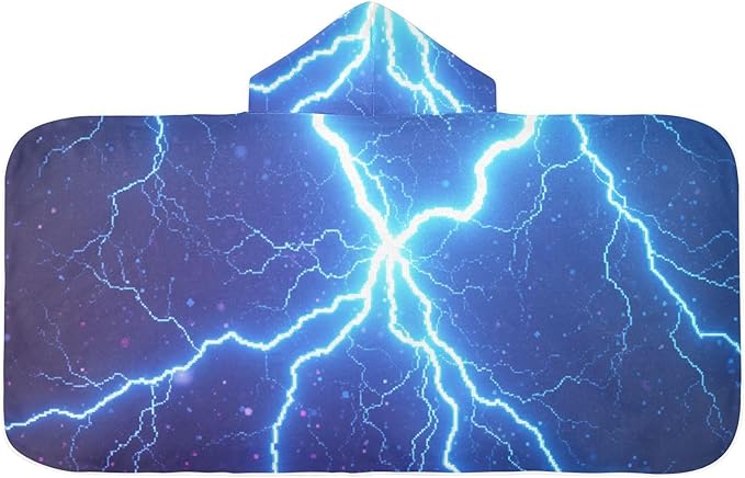 SUABO Kids' Bath Towels Lighting Blue Hooded Towels for Boys Girls,Toddler Towels Multi-Purpose for Beach,Pool and Bathroom,23.5" x 50", Soft and Highly Absorbent