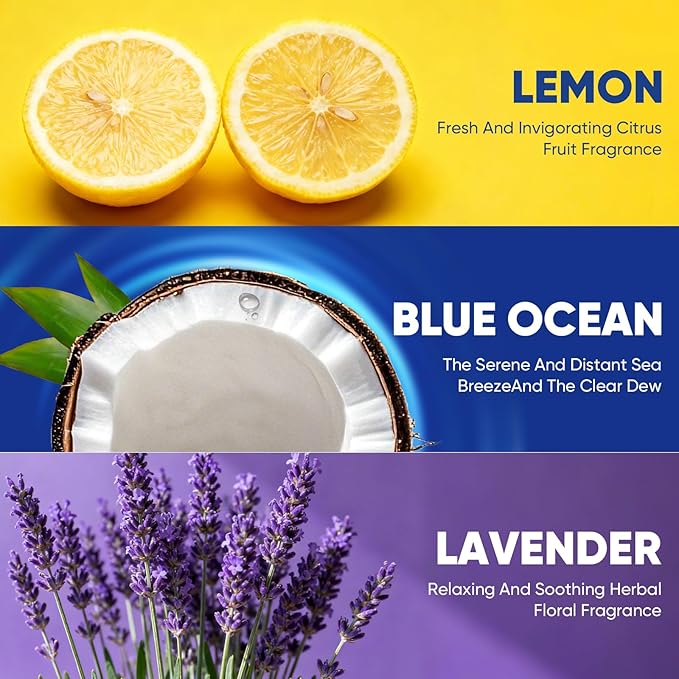 30Ct Aromative Toilet Brush Refills, Toilet Bowl Cleaner Refills, Double-Layer Cleaning Pads Added, Disposable Refill Heads for Toilet Bowl Cleaner Wands，Lemon, Blue Ocean, Lavender （Patented）