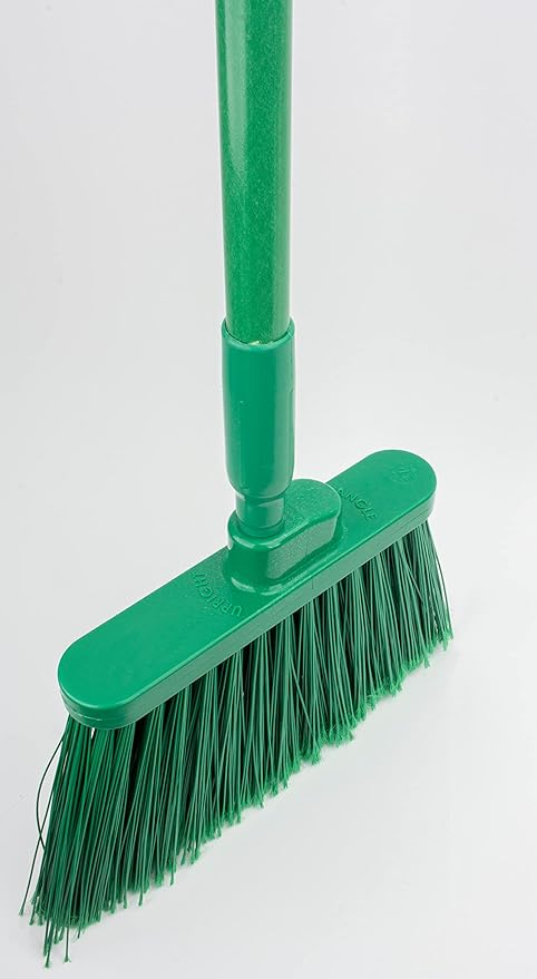 SPARTA 41082EC09 Plastic Color Coded Broom, Flagged Bristles, Long Broom With Angled Head For Large Debris, 56 Inches, Green