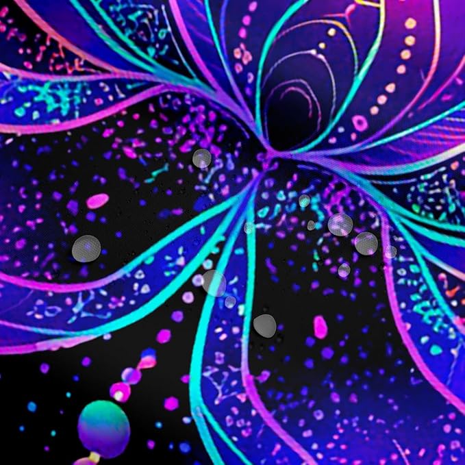 Erosebridal Lotus Shower Curtain Mandala Bath Curtain,Boho Floral Shower Set Exotic Tribal Damask Flowers Nordic Watercolor Bohemian Decor,Teal Purple Bathroom Decor Aesthetic 72" Wx78 L