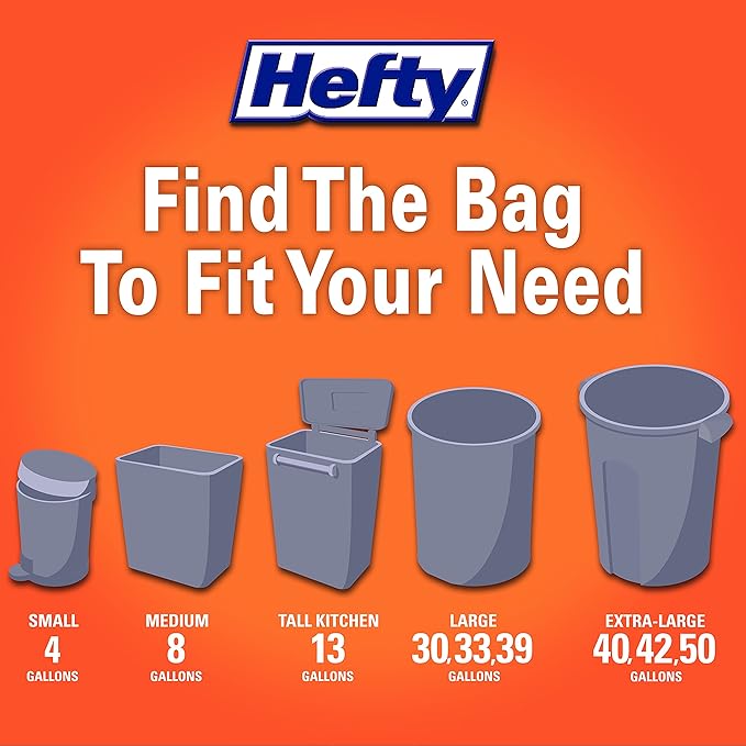 Hefty Small Garbage Bags,Flap Tie,Lavender & Sweet Vanilla Scent,4 Gallon,26 Count (Pack of 12)