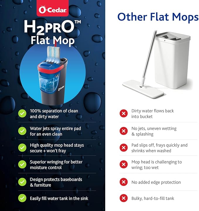 O-Cedar Pet Clean Power Pack | H2prO Flat Mop + Pet Pro Broom with Dustpan