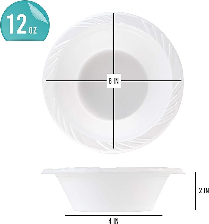 400 Count Disposable 12 ounce White Plastic Soup Bowls