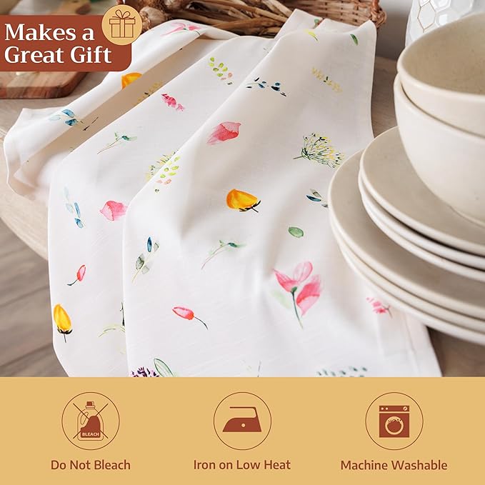 Maison d' Hermine Kitchen Towels Set of 3 100% Cotton 27.50" x 20" Reusable Cloth Tea Dish Towels Absorbent with Hanging Loop for Kitchen Farmhouse Hotel Spring Summer - Botanical Fresh