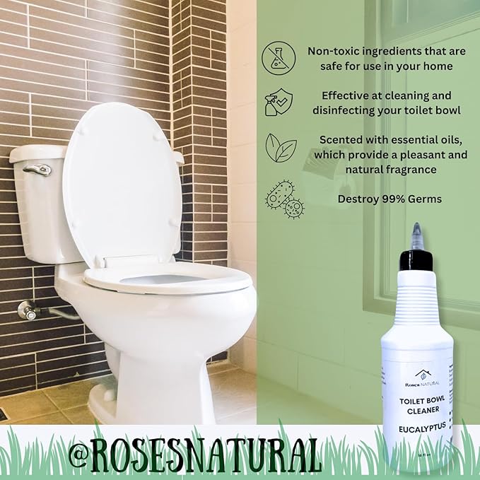 Toilet Bowl Cleaner, Plant-Based, Non-Toxic, Odor Eliminator, Handmade in USA (Unscented, 16 oz)