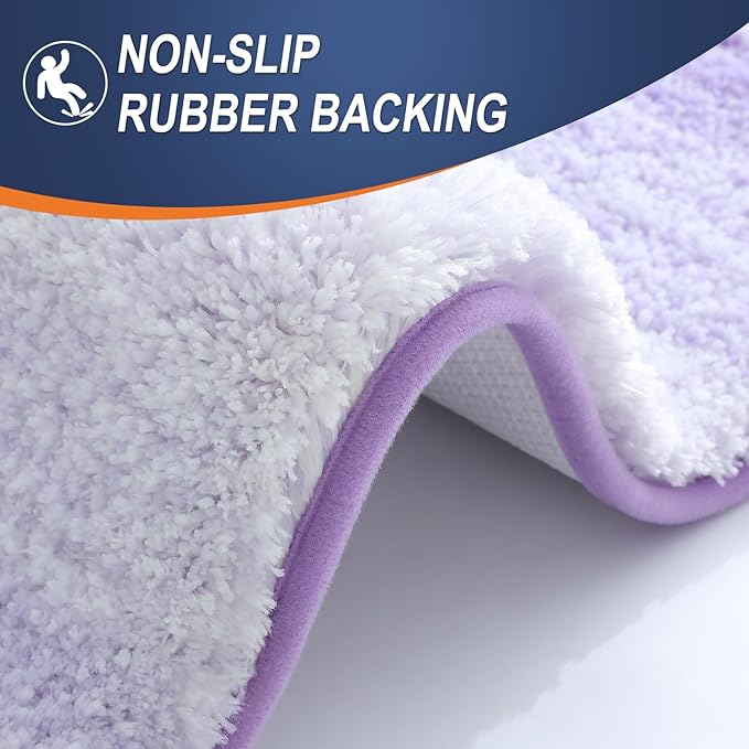 OLANLY Bathroom Runner Rugs Mat 59x24, Extra Soft Absorbent Microfiber Bath Rug, Rubber Backing, Quick Dry, Washable Long Bath Mats for Bathroom, Tub and Shower, Home Decor Accessories, Light Purple