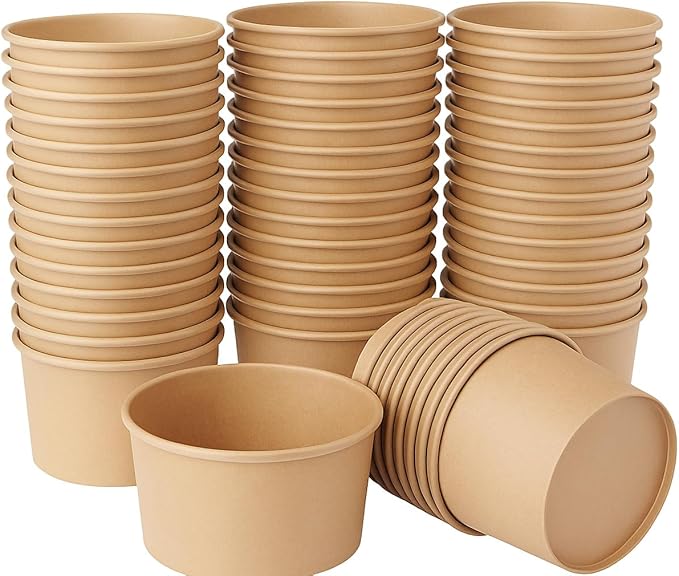 Ruthy's Outlet Kraft Salad Bowls W/Clear Lids – Disposable Paper Salad Containers, Eco-Friendly | Leak-Resistant | Microwave Safe – Ideal for Meal Prep, To-Go Orders & Catering (100, 32 oz)
