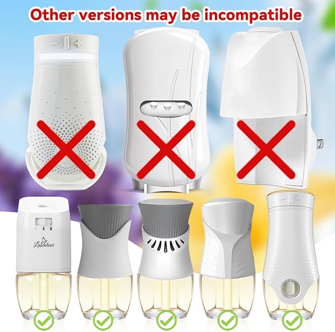 Plug in Air Freshener Refills – 12 Pack (7.92 Fl Oz), 3 Scents: Lavender, Linen & Vanilla – Compatible with Air Wick & Glade, Not Include Glade Plus – Wall Plug In Refills for Home, Bathroom