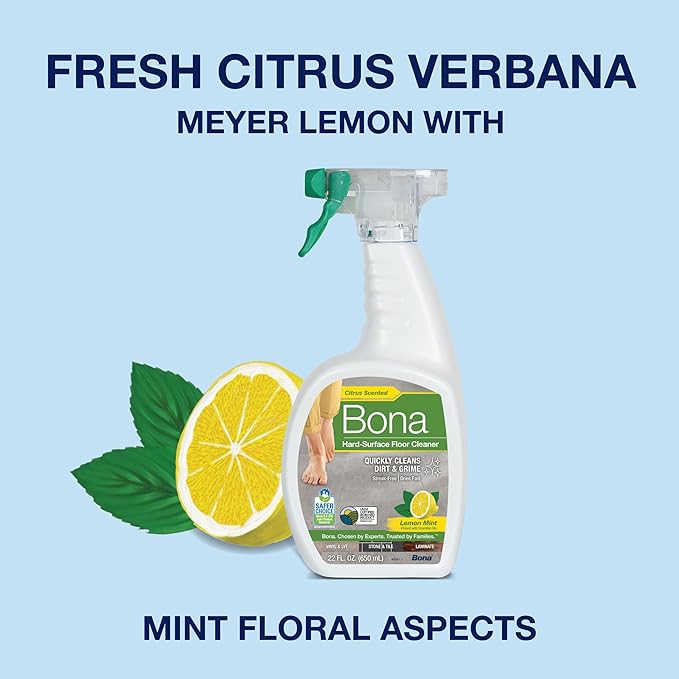 Bona® Multi-Surface Floor Cleaner Spray - 32 fl oz - Lemon Mint - Includes Filled Bottle + Concentrate Refill for Multi-Surface Floor Cleaning