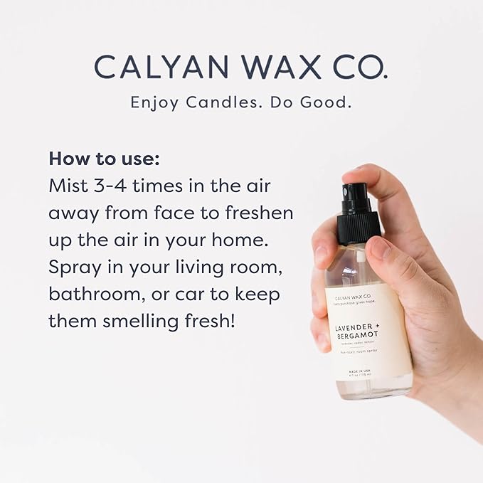 Calyan Wax Co. Oakmoss & Amber Room Spray - Clean Air Freshener - Natural Room Deodorizer - Air Freshener Spray for Home - 4 fl oz