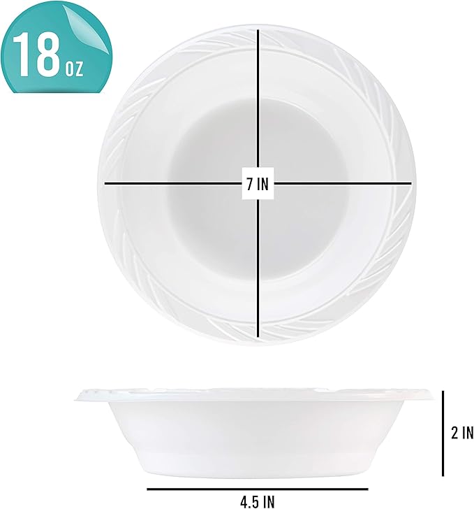 400 Count Disposable 18 ounce White Plastic Soup Bowls