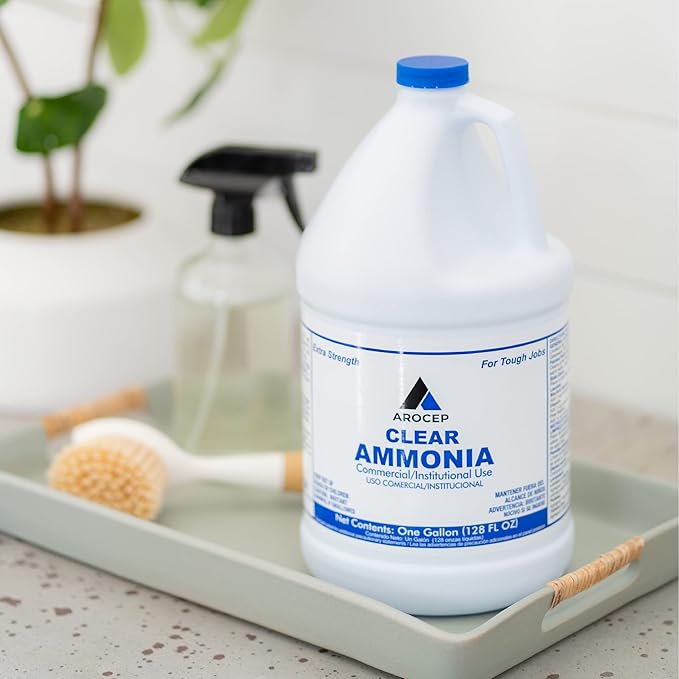 CPDI Clear Ammonia Cleaner Liquid, 1 Gallon, Multipurpose, Multi-Surface Cleaning Solution Removes Grease, Hard Water Stains, and Odors, Kitchen and Bathroom Use